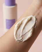 Close-up of the rich whipped texture of Tighten and Smooth Belly Cream on skin